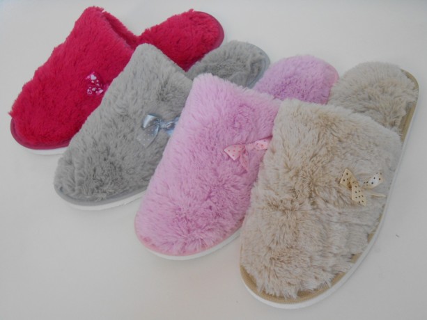 Женские тапочки искусственный мех "Бантик" закрытый нос