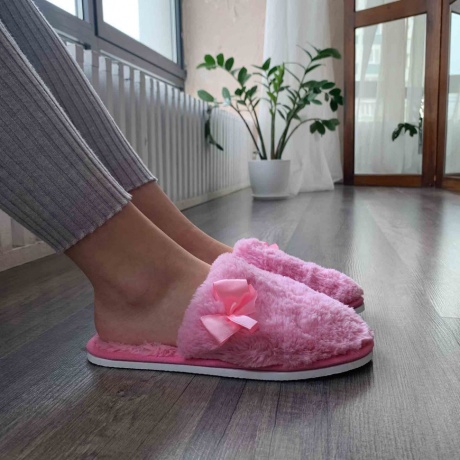 Женские тапочки искусственный мех "Бантик" закрытый нос