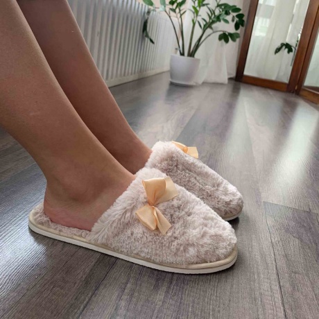 Женские тапочки искусственный мех "Бантик" закрытый нос