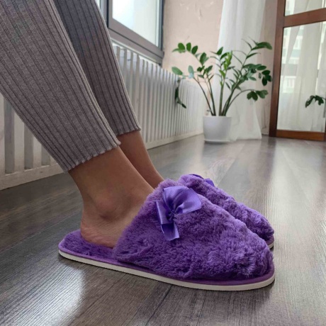 Женские тапочки искусственный мех "Бантик" закрытый нос