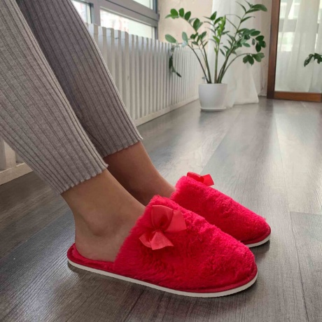 Женские тапочки искусственный мех "Бантик" закрытый нос