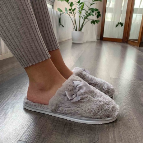 Женские тапочки искусственный мех "Бантик" закрытый нос