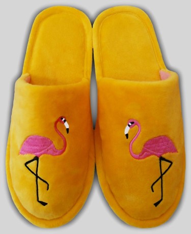 Женские тапочки велюр "Фламинго"