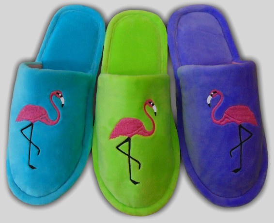 Женские тапочки велюр "Фламинго"