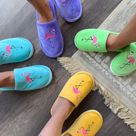 Женские тапочки велюр "Фламинго"