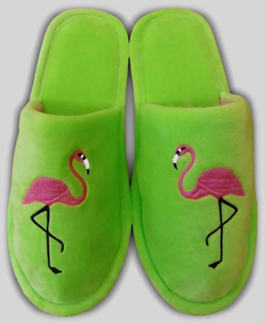 Женские тапочки велюр "Фламинго"