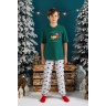 Пижама для мальчика family look новогодняя Каникулы-2 зеленый