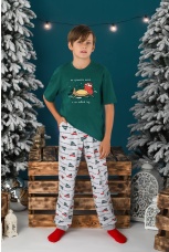 Пижама для мальчика family look новогодняя Каникулы-2 зеленый