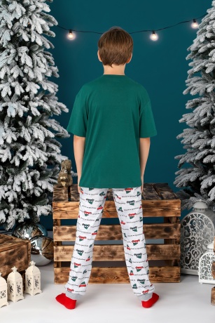 Пижама для мальчика family look новогодняя Каникулы-2 зеленый