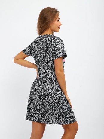 Туника женская черная, леопард с надписью