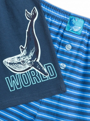 Трусы для мальчиков синие с китом (2 штук, рост 134-140)