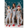 Пижама для мальчика новогодняя family look Каникулы-2 серый