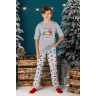 Пижама для мальчика новогодняя family look Каникулы-2 серый
