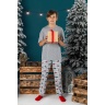 Пижама для мальчика новогодняя family look Каникулы-2 серый