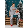 Пижама для мальчика новогодняя family look Каникулы-2 серый