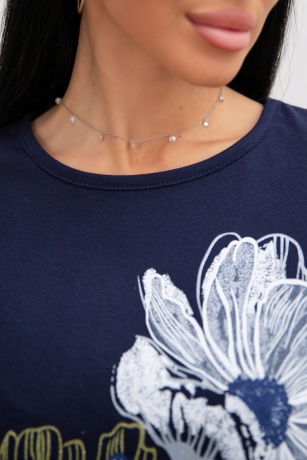 Костюм женский темно-синий с бриджами, цветы