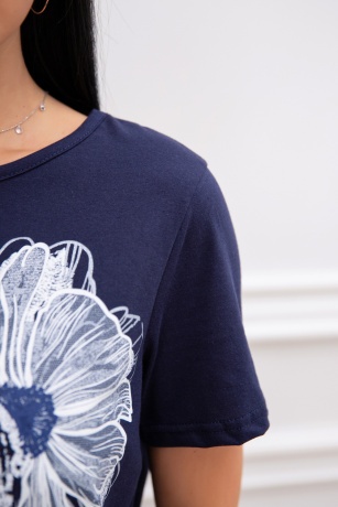 Костюм женский темно-синий с бриджами, цветы