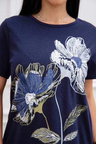 Костюм женский темно-синий с бриджами, цветы