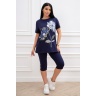Костюм женский темно-синий с бриджами, цветы