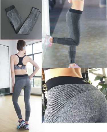 Легинсы спортивные, плотные с цветной резинкой на поясе, серые