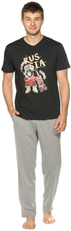 Мужской комплект черный с медведем (рост: 182)