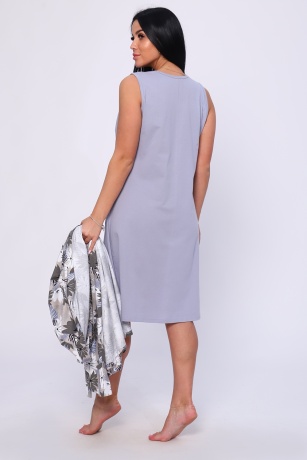 Пеньюар женский (халат и сорочка) фиолетово-серый