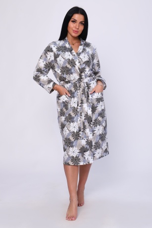 Пеньюар женский (халат и сорочка) фиолетово-серый