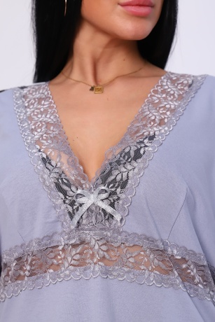 Пеньюар женский (халат и сорочка) фиолетово-серый