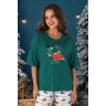 Пижама женская новогодняя family look Каникулы-3 зеленый