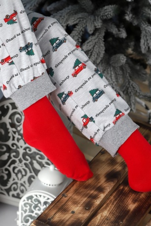 Пижама женская новогодняя family look Каникулы-3 зеленый