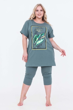 Костюм женский больших размеров, оливковый