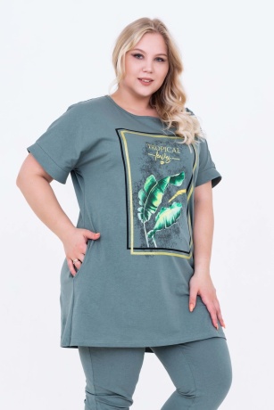 Костюм женский больших размеров, оливковый