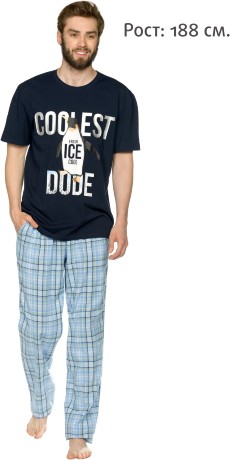 Комплект мужской темно-синий с пингвином (рост:188)