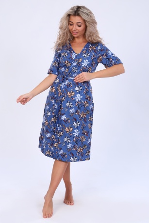 Пеньюар женский (халат и сорочка) синий