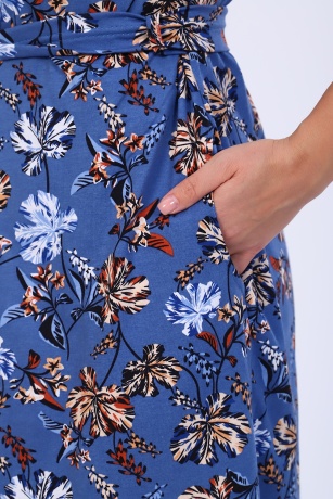 Пеньюар женский (халат и сорочка) синий