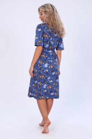 Пеньюар женский (халат и сорочка) синий