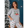 Пижама женская новогодняя family look Каникулы-3 серый