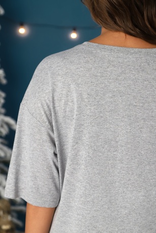 Пижама женская новогодняя family look Каникулы-3 серый