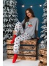 Пижама женская новогодняя family look Каникулы-3 серый