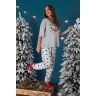 Пижама женская новогодняя family look Каникулы-3 серый