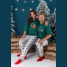 Пижама мужская новогодняя family look Каникулы-4 зеленый