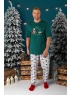 Пижама мужская новогодняя family look Каникулы-4 зеленый