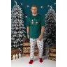Пижама мужская новогодняя family look Каникулы-4 зеленый