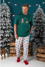 Пижама мужская новогодняя family look Каникулы-4 зеленый
