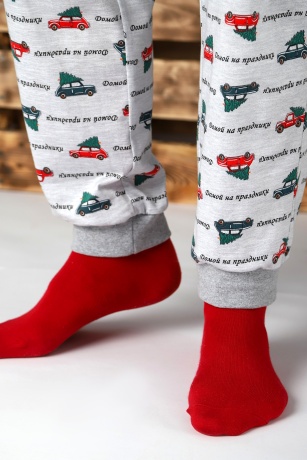 Пижама мужская новогодняя family look Каникулы-4 зеленый