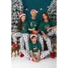 Пижама мужская новогодняя family look Каникулы-4 зеленый