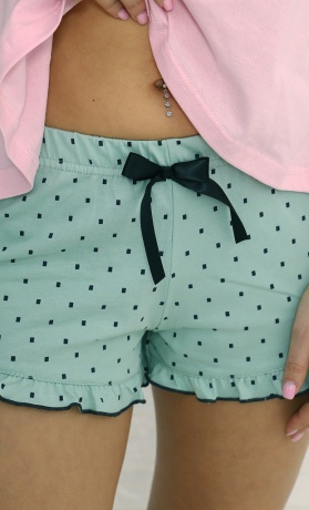 Комплект женский майка-топ розовый и шорты бирюзовые