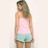 Комплект женский майка-топ розовый и шорты бирюзовые