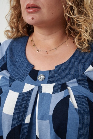 Костюм женский больших размеров, синий с кругами