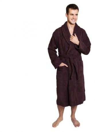 Махровый халат коричневый с вышивкой "Любимый дедуля"